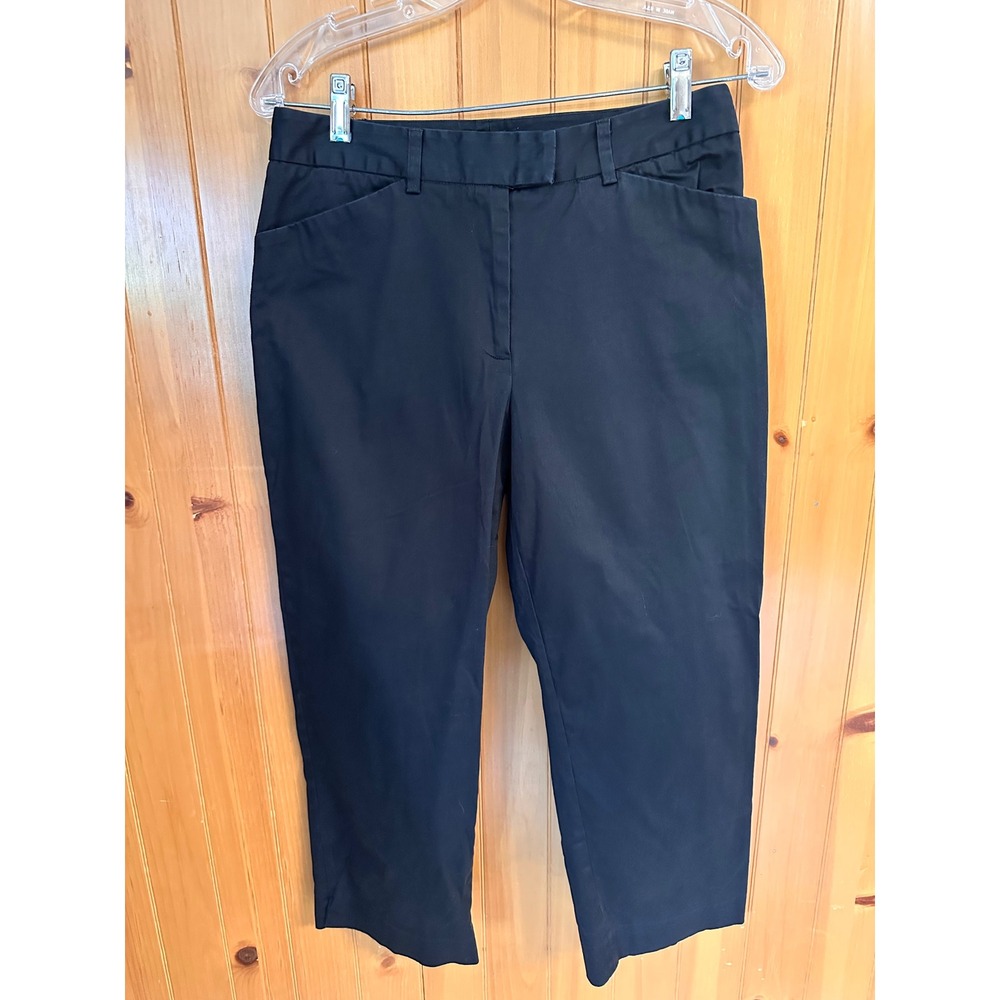 Pendleton Black Cropped Office Business Casual Trousers Stretch Cotton Pants 6